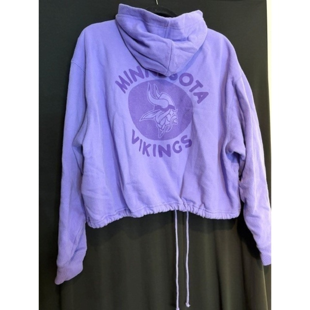 Women's Purple Brand 47 MN Vikings Drawstring Tie Hooded Sweatshirt Size L - Picture 6 of 7